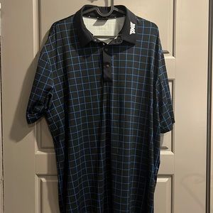 PXG plaid strip golf polo